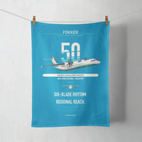 Thumbnail for Fokker 50 design on turquoise towel
