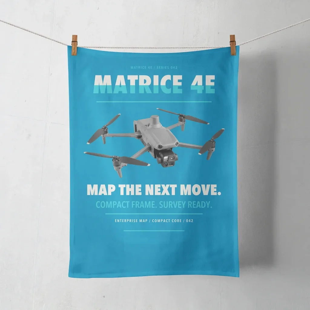 DJI Matrice 4E design on turquoise towel