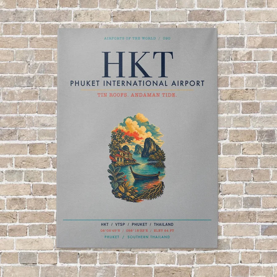 Phuket International Airport HKT vertical canvas print - no frame - light gray background