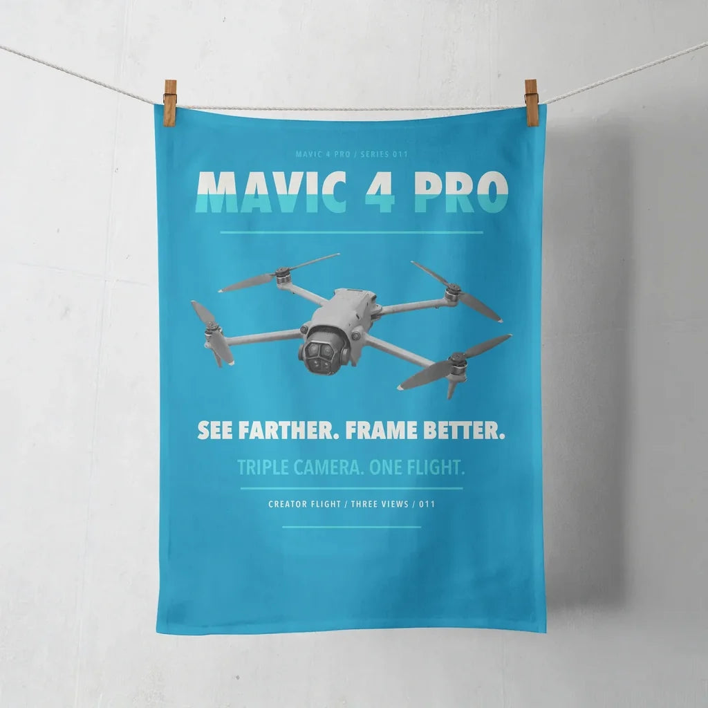 DJI Mavic 4 Pro design on turquoise towel