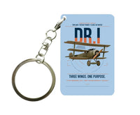 Thumbnail for Fokker Dr.I design on light blue designed key chain, double-side print