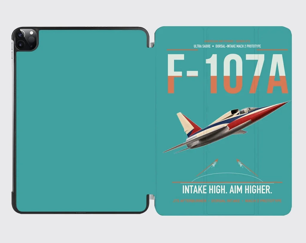 F-107A Ultra Sabre design on turquoise ipad tablet case
