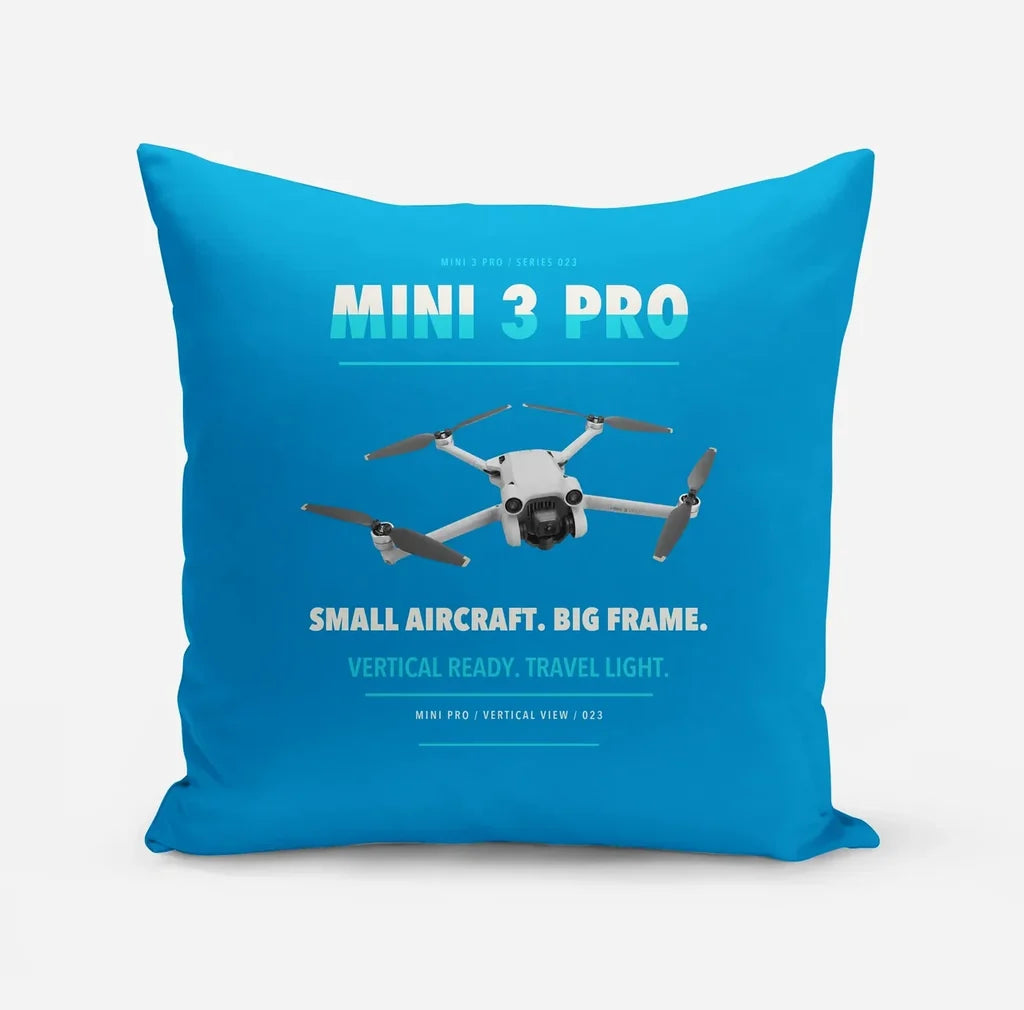 DJI Mini 3 Pro design on turquoise pillow