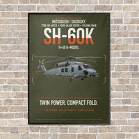 Thumbnail for Mitsubishi Sikorsky SH-60K vertical canvas print - framed - green army background