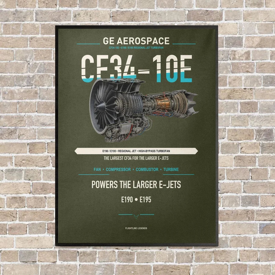 CF34-10E vertical canvas print - framed - green army background