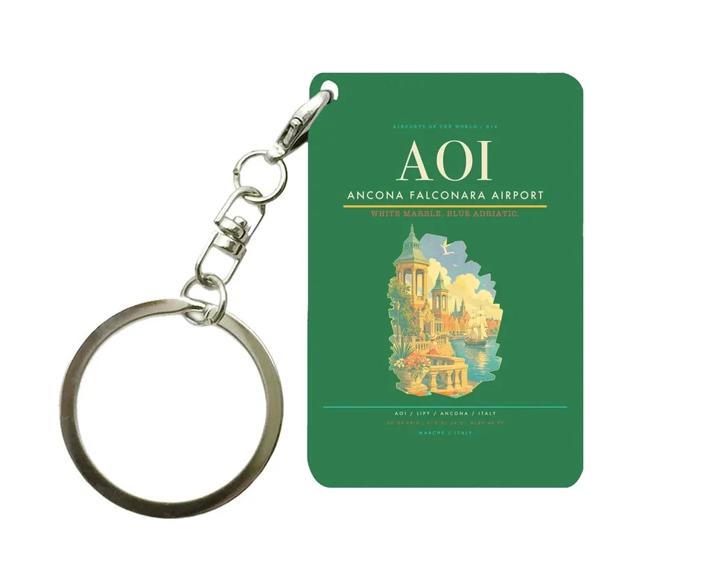 Ancona Falconara Airport (AOI) design on green key chain