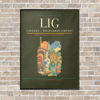 Thumbnail for Limoges – Bellegarde Airport LIG vertical canvas print - framed - green army background