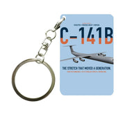 Thumbnail for C-141B Starlifter design on light blue designed key chain, double-side print