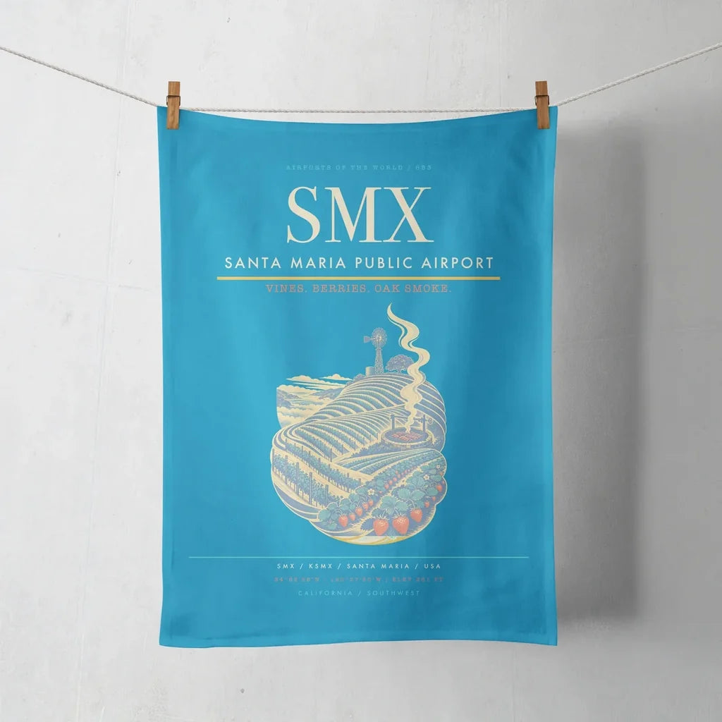 Santa Maria Public Airport (SMX) design on turquoise towel