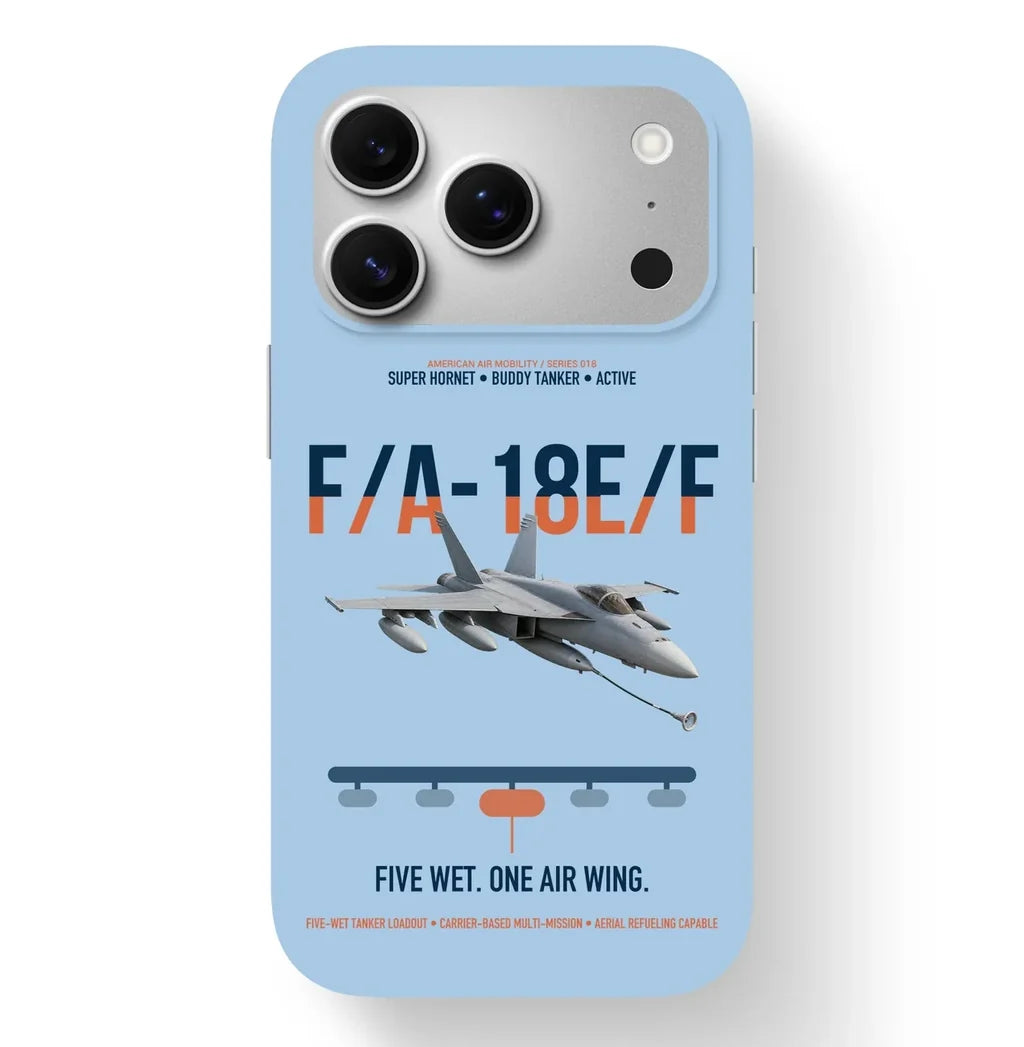 F A-18E F Buddy Tanker design on light blue magsafe iphone case, for iPhone 17 Pro