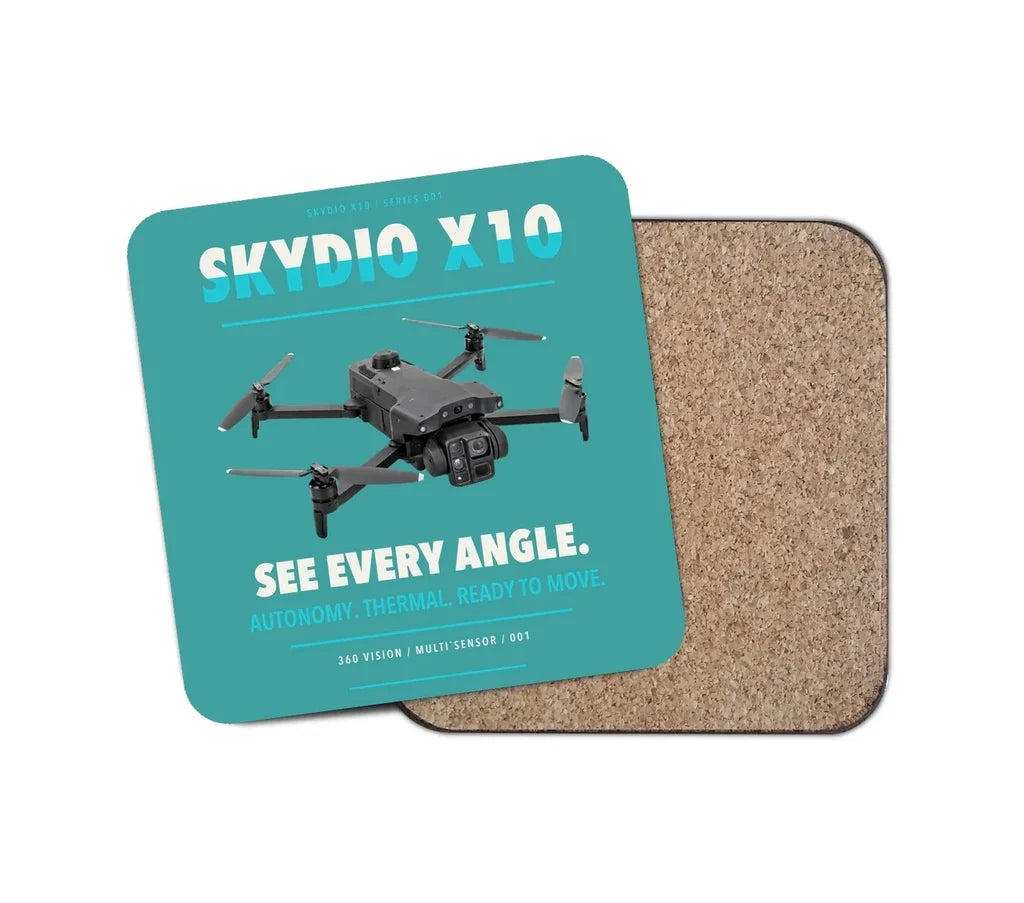 Skydio X10 design on turquoise 1 piece coaster