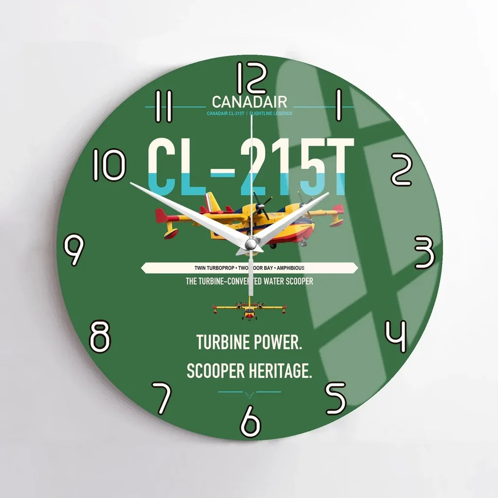 Canadair CL-215T design on green no frame wall clock