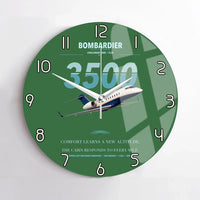Thumbnail for Bombardier Challenger 3500 design on green no frame wall clock