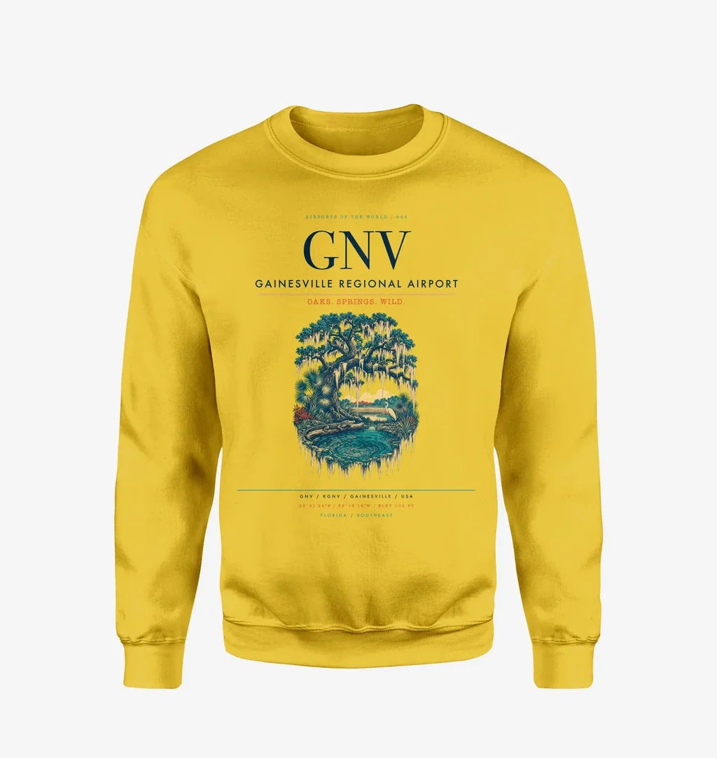 Gainesville Regional Airport (GNV) design on yellow sweatshirt