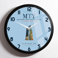 Thumbnail for Monterrey International Airport (MTY) design on light blue framed wall clock