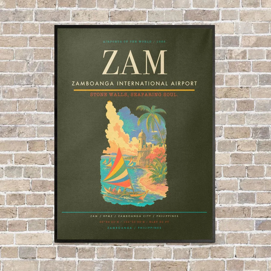 Zamboanga International Airport ZAM vertical canvas print - framed - green army background
