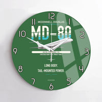 Thumbnail for McDonnell Douglas MD-80 design on green no frame wall clock