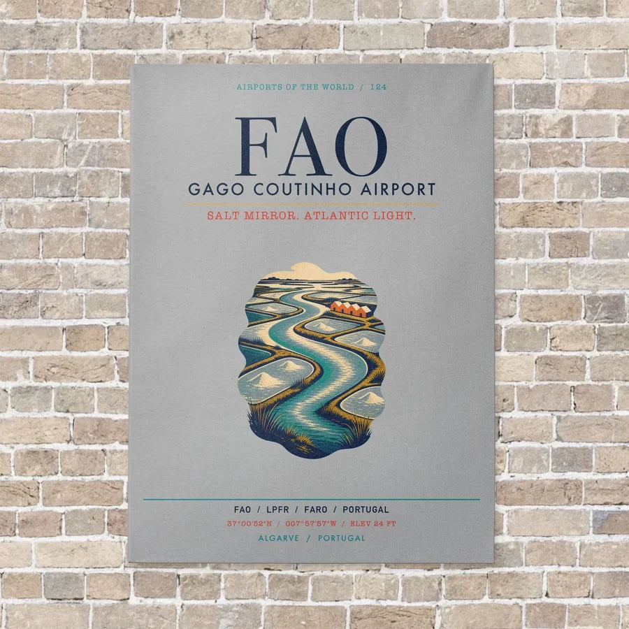 Gago Coutinho Airport Faro FAO vertical canvas print - no frame - light gray background