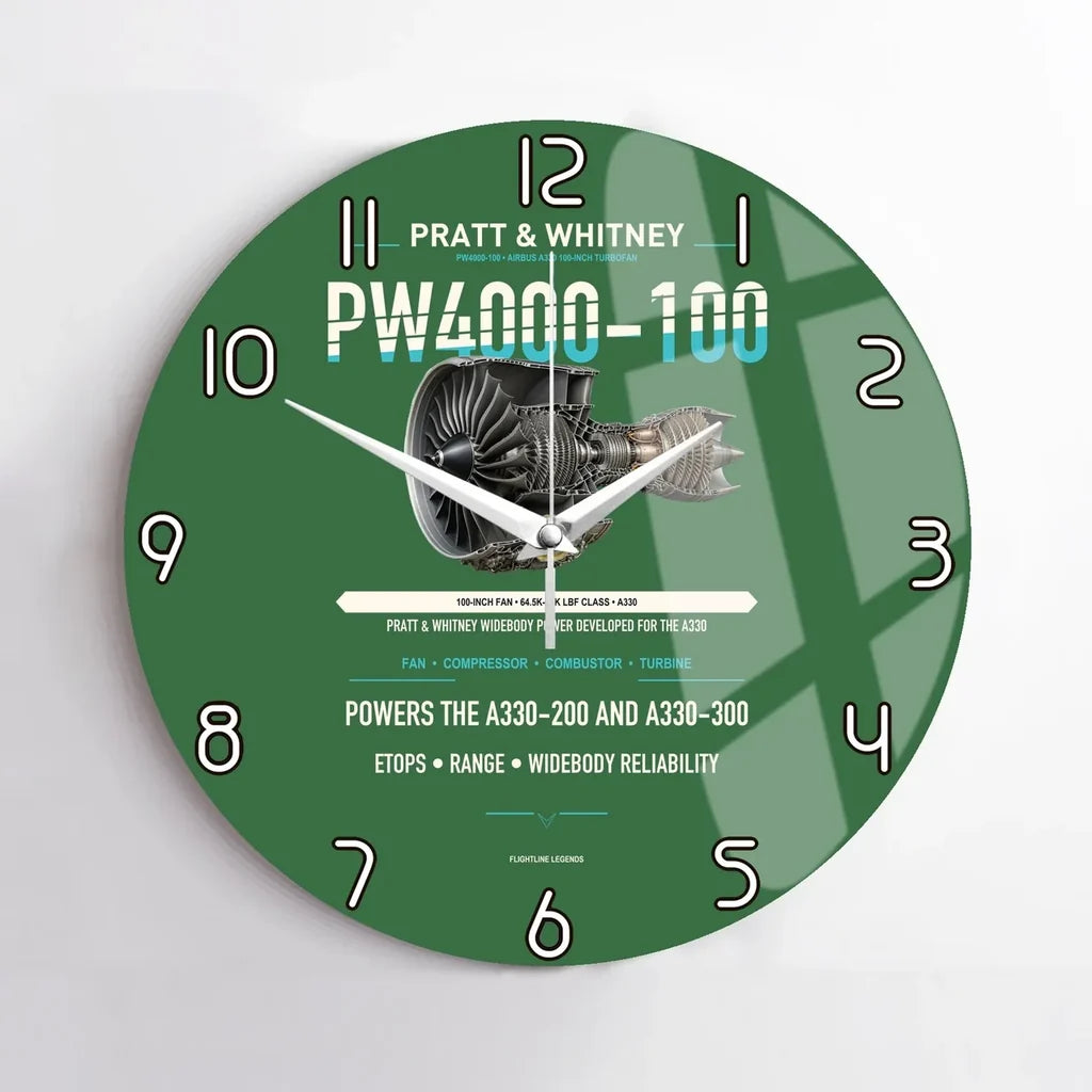 PW4000-100 design on green no frame wall clock