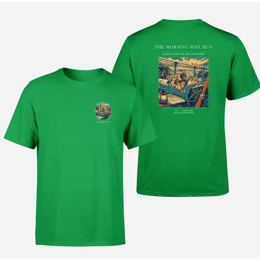 VINTAGE G4146 - The Morning Mail Run - Double-Side T-Shirt design on green double side t shirt