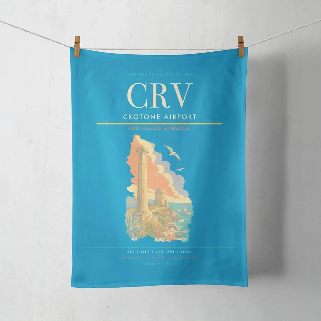 Crotone Airport (CRV) design on turquoise towel