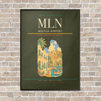 Thumbnail for Melilla Airport MLN vertical canvas print - framed - green army background