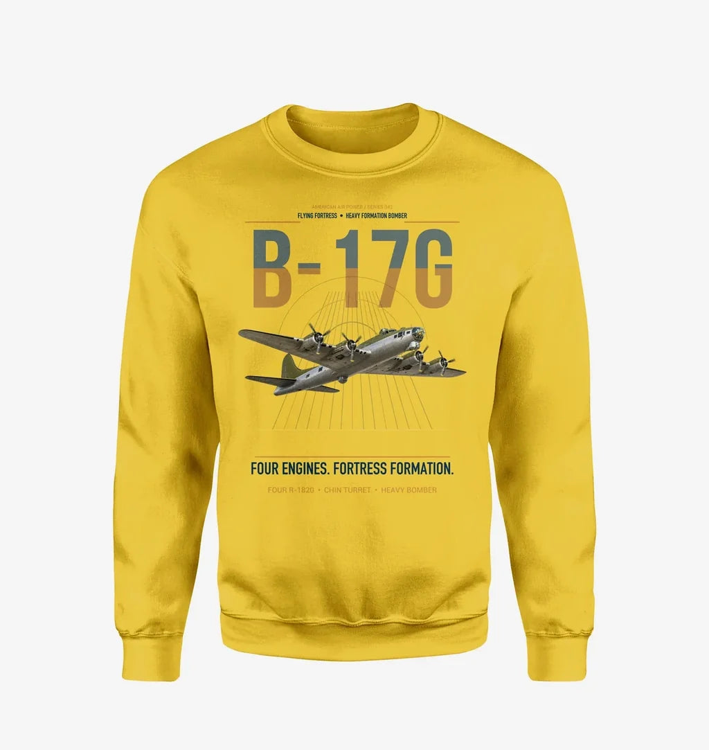 B-17G Flying Fortress design on yellow sweatshirt