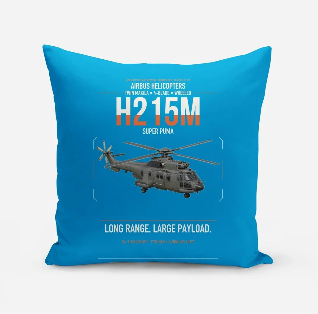 Airbus H215M design on turquoise pillow
