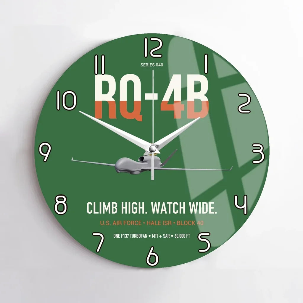 RQ-4B Global Hawk design on green no frame wall clock