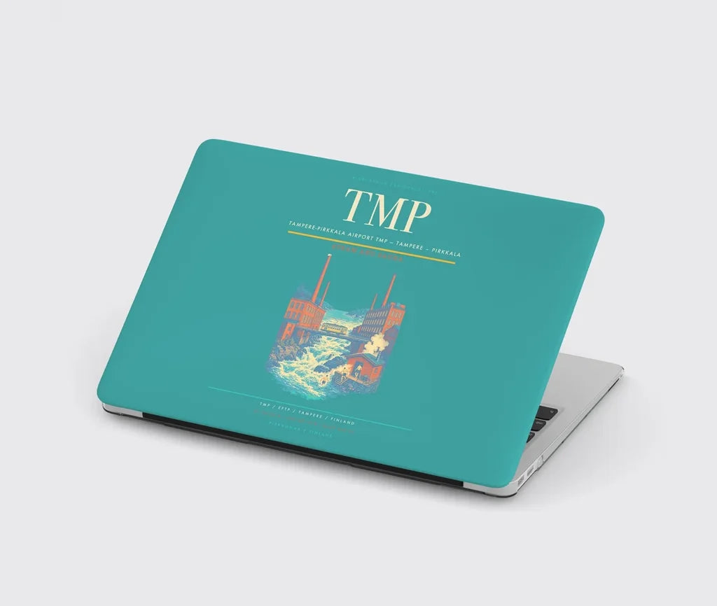 Tampere-Pirkkala Airport (TMP) design on turquoise MacBook case