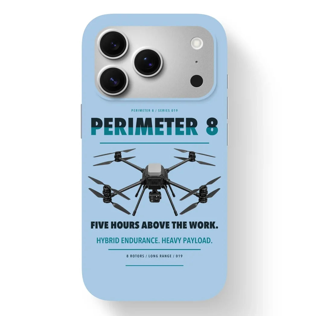 Skyfront Perimeter 8 Case design on light blue iphone case