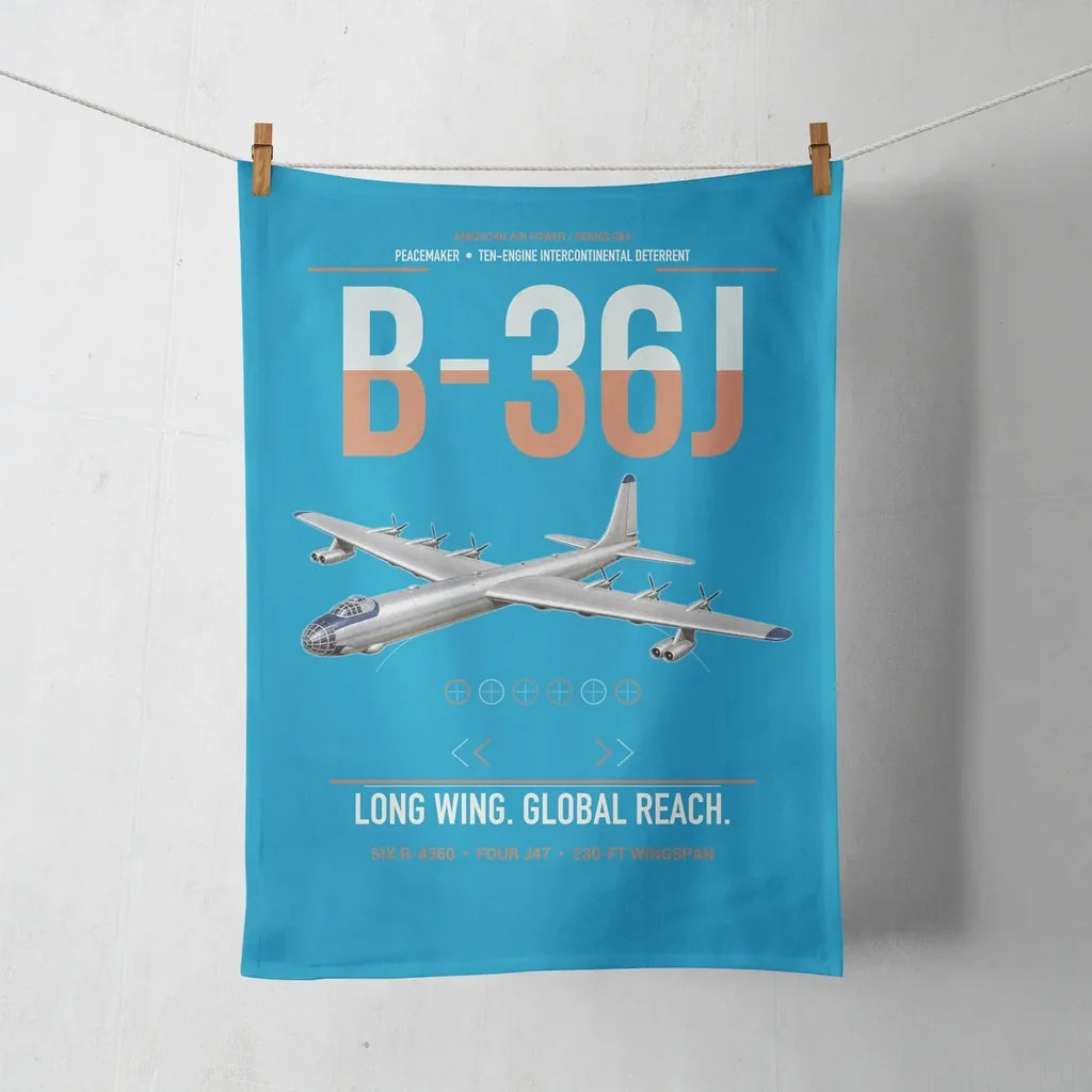B-36J Peacemaker design on turquoise towel