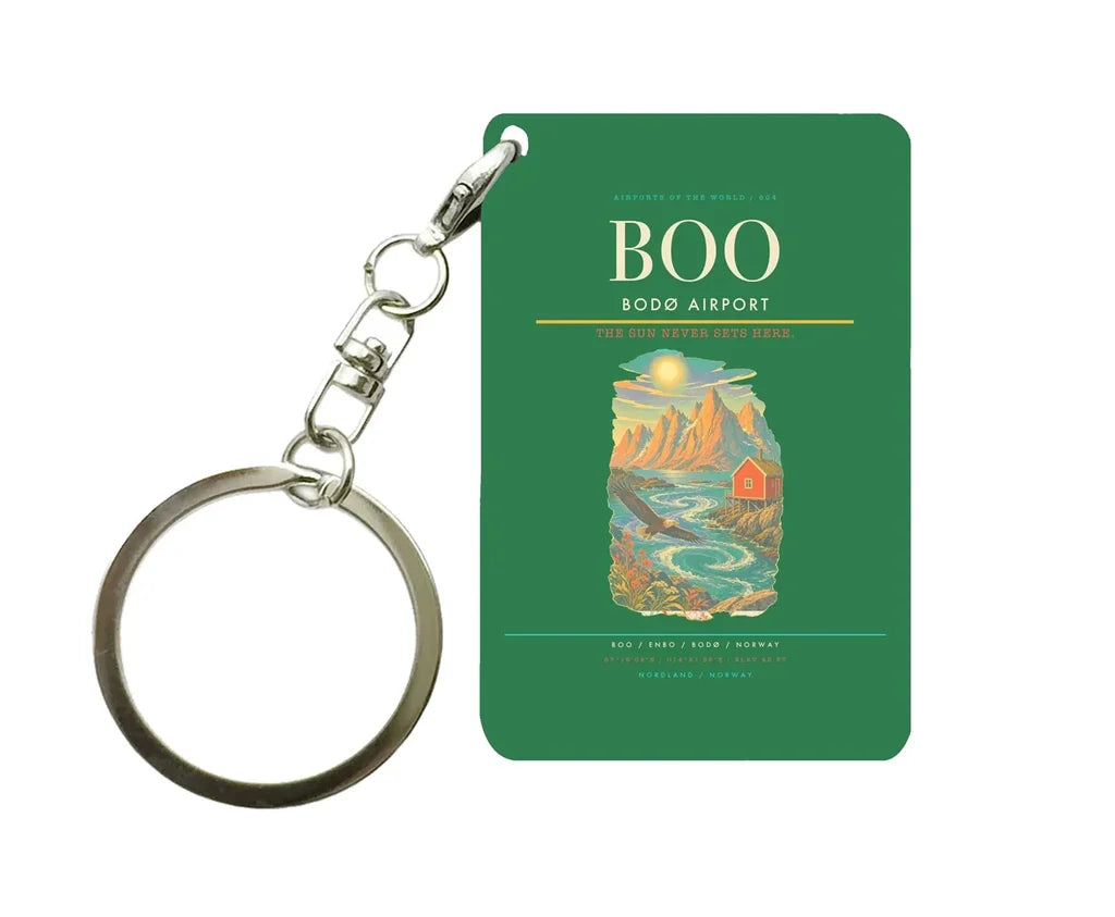 Bodø Airport (BOO) design on green key chain