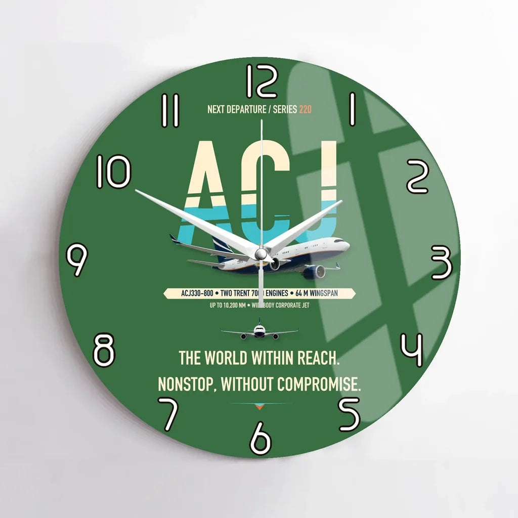 Airbus ACJ330neo / exact ACJ330-800 design on green no frame wall clock