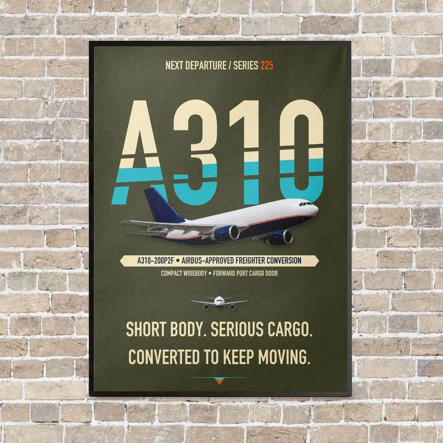Airbus A310-200P2F vertical canvas print - framed - green army background