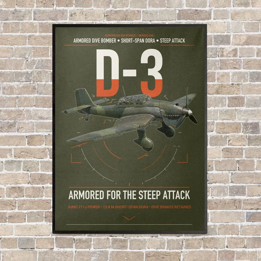 Junkers Ju 87D-3 vertical canvas print - framed - green army background