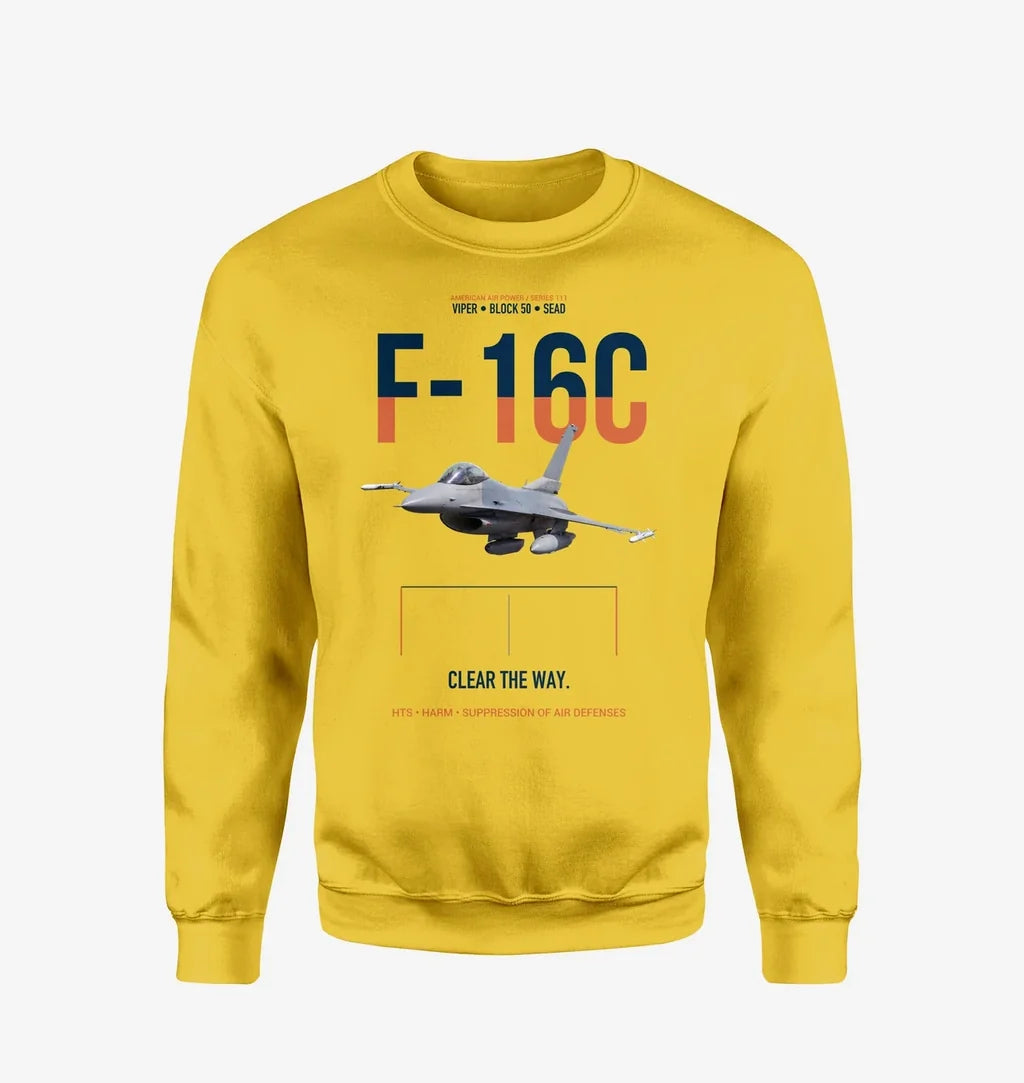 F-16C Block 50 Clear The Way design on yellow sweatshirt