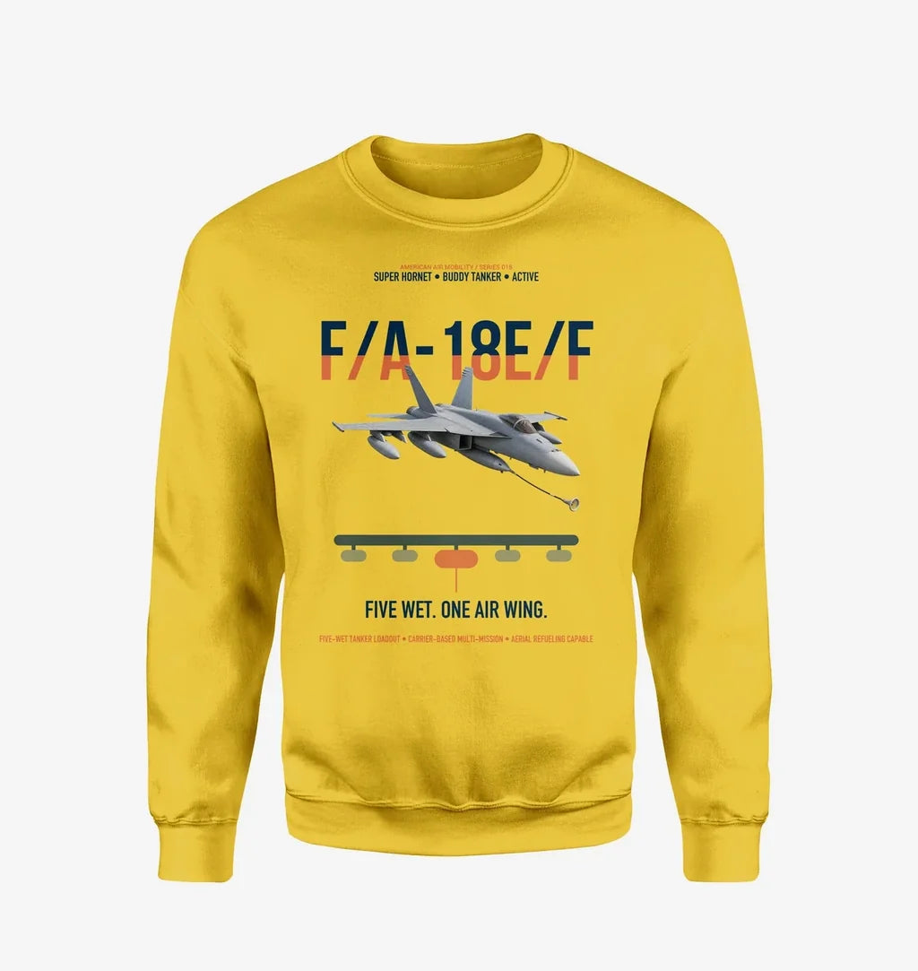 F A-18E F Buddy Tanker design on yellow sweatshirt