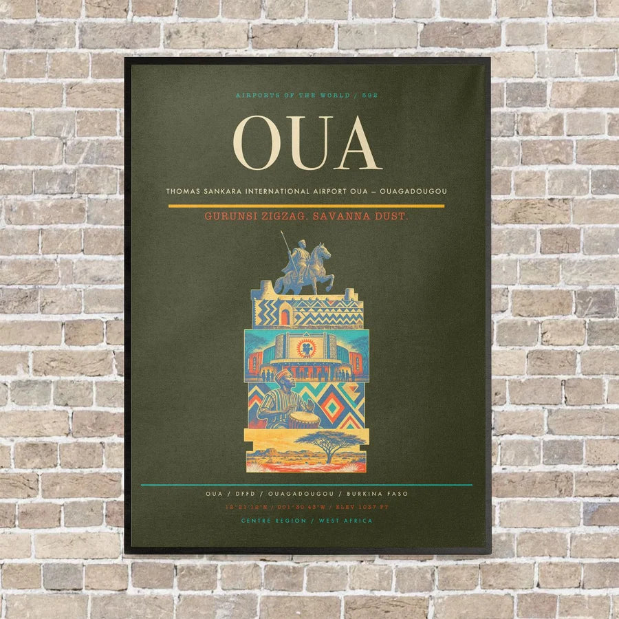 Thomas Sankara International Airport OUA — Ouagadougou vertical canvas print - framed - green army background