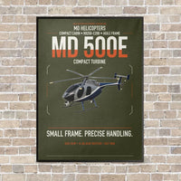 Thumbnail for MD Helicopters MD 500E vertical canvas print - framed - green army background