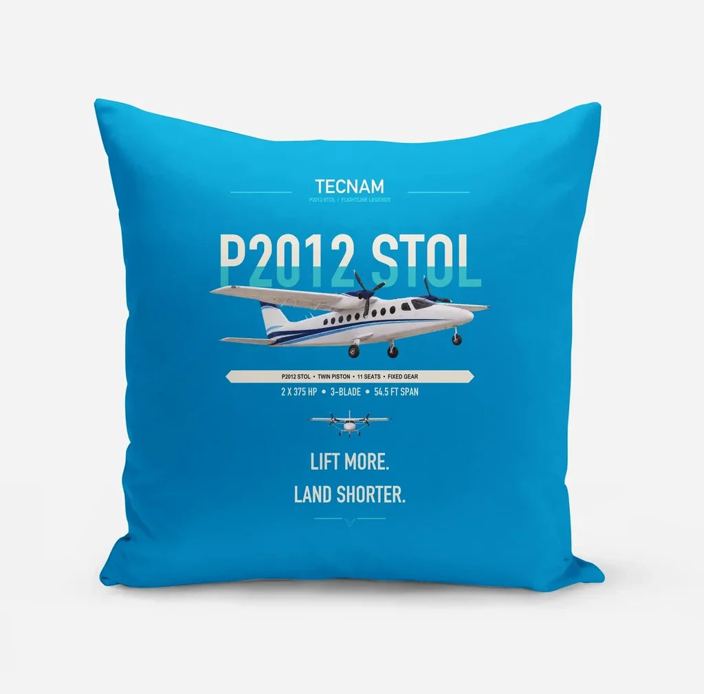 Tecnam P2012 STOL design on turquoise pillow