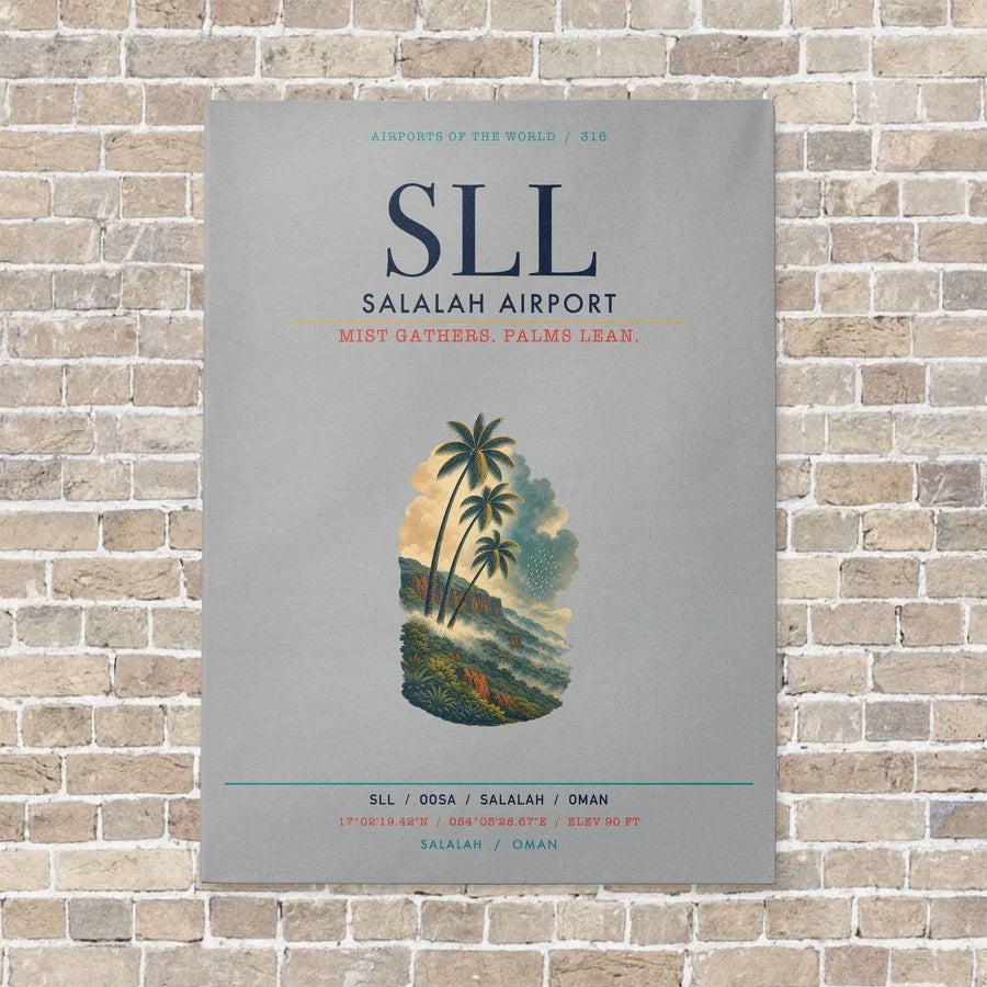 Salalah Airport SLL vertical canvas print - no frame - light gray background