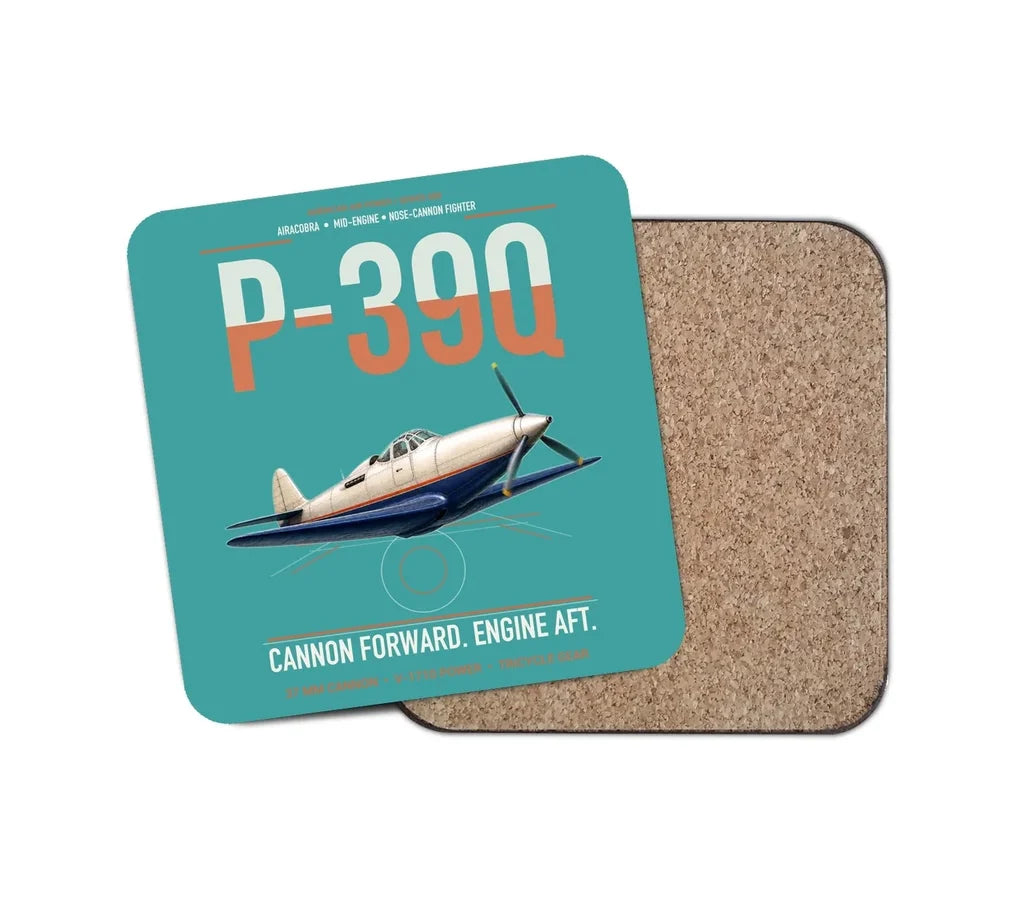 P-39Q Airacobra design on turquoise 1 piece coaster