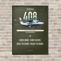Thumbnail for Cessna 408 SkyCourier vertical canvas print - framed - green army background