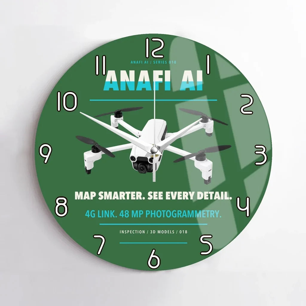 Parrot ANAFI Ai design on green no frame wall clock