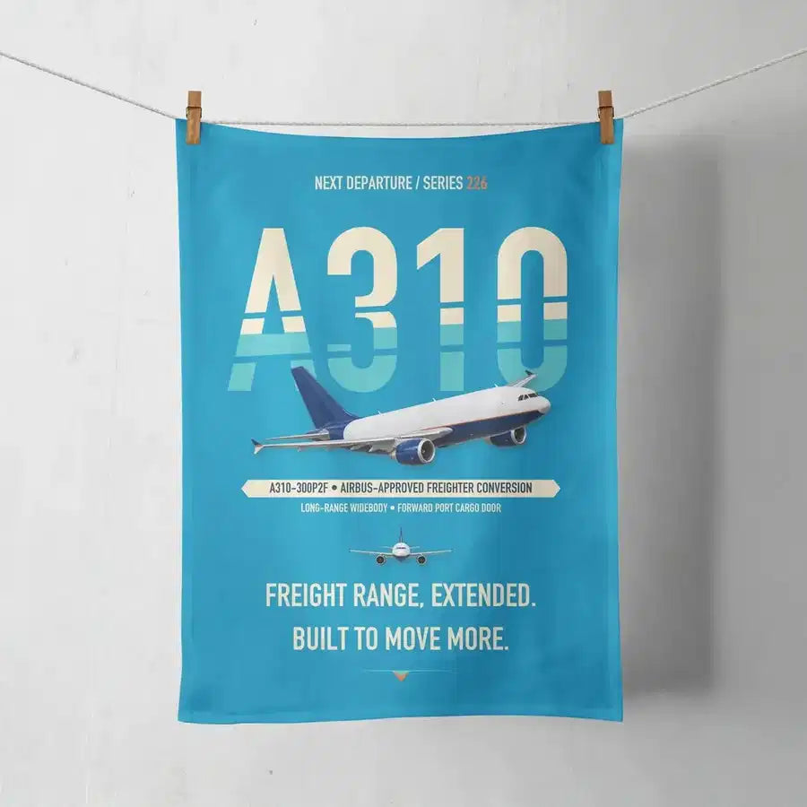 Airbus A310-300P2F design on turquoise towel