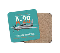 Thumbnail for A-29 Super Tucano Light Attack design on turquoise 1 piece coaster