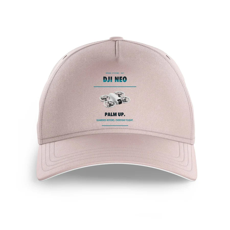 DJI Neo design on pink printed hat
