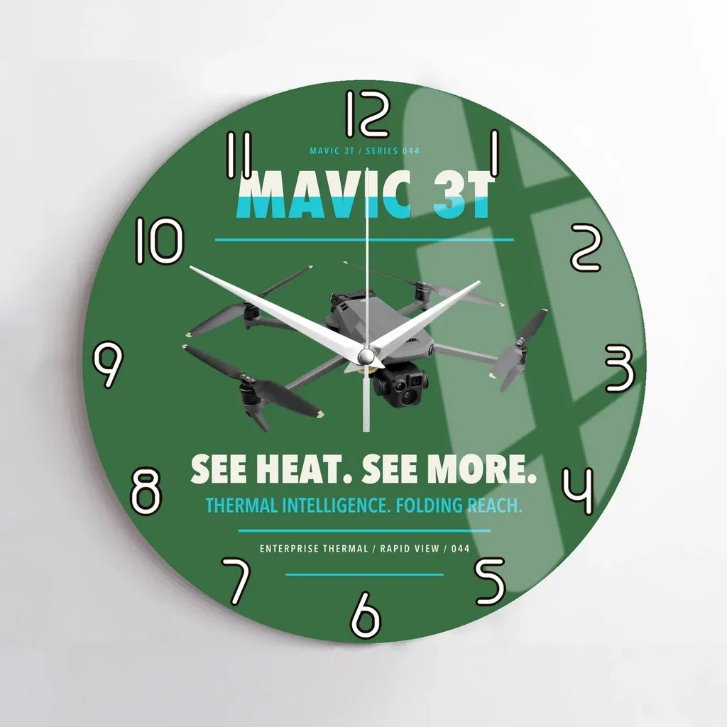 DJI Mavic 3 Thermal design on green no frame wall clock