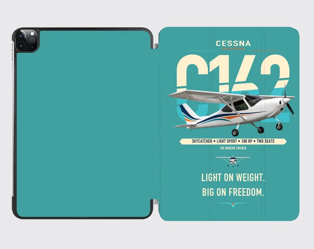 Cessna 162 Skycatcher design on turquoise ipad tablet case
